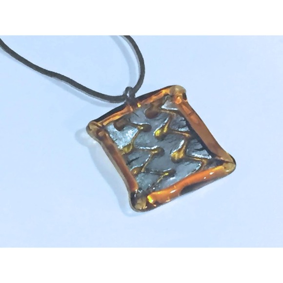 Murano Jewelry - Murano Glass Pendant Corded Necklace‎ Italian Murano Glass K